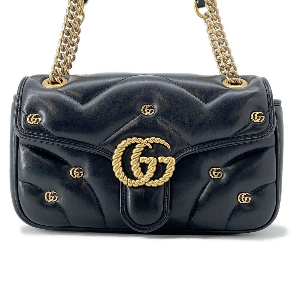 GUCCI GG Marmont Chain Shoulder Bag Black443497 Leather