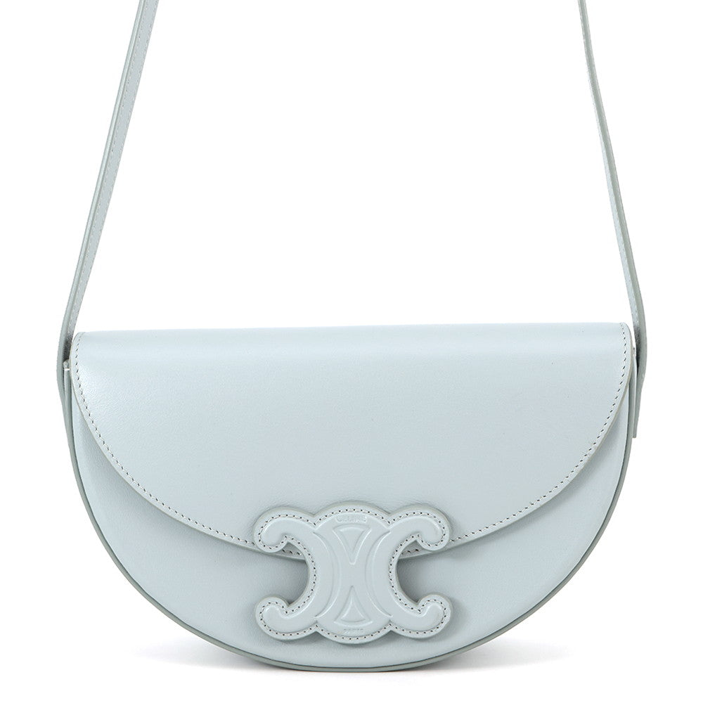 CELINE Cuir Triomphe Buzas Shoulder Bag Light Blue111233 Calf Leather