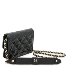 将图像加载到图库查看器中，CHANEL Matelasse ChainClutch Chain Wallet BlackAP4466 Shiny Lambskin
