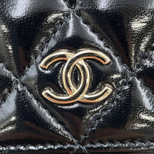将图像加载到图库查看器中，CHANEL Matelasse ChainClutch Chain Wallet BlackAP4466 Shiny Lambskin
