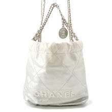 将图像加载到图库查看器中，CHANEL CHANEL22 ChainShoulder Bag White/SilverAS3980 Shiny Calf Leather Size Mini
