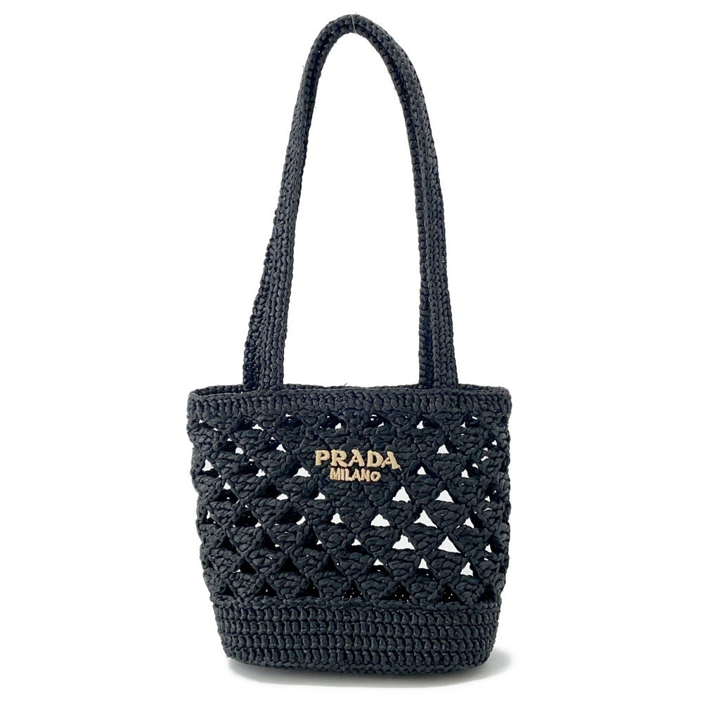 PRADA Crochet Tote Bag Black1BG494 Straw