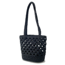 将图像加载到图库查看器中，PRADA Crochet Tote Bag Black1BG494 Straw
