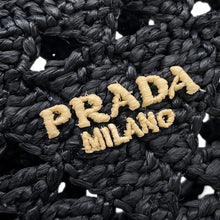 将图像加载到图库查看器中，PRADA Crochet Tote Bag Black1BG494 Straw

