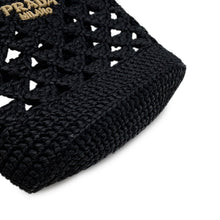 将图像加载到图库查看器中，PRADA Crochet Tote Bag Black1BG494 Straw
