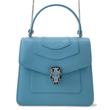 将图像加载到图库查看器中，BVLGARI Serpenti Forever 2-Way Shoulder Bag Light Blue Leather
