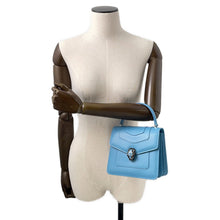 将图像加载到图库查看器中，BVLGARI Serpenti Forever 2-Way Shoulder Bag Light Blue Leather
