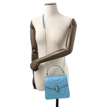将图像加载到图库查看器中，BVLGARI Serpenti Forever 2-Way Shoulder Bag Light Blue Leather
