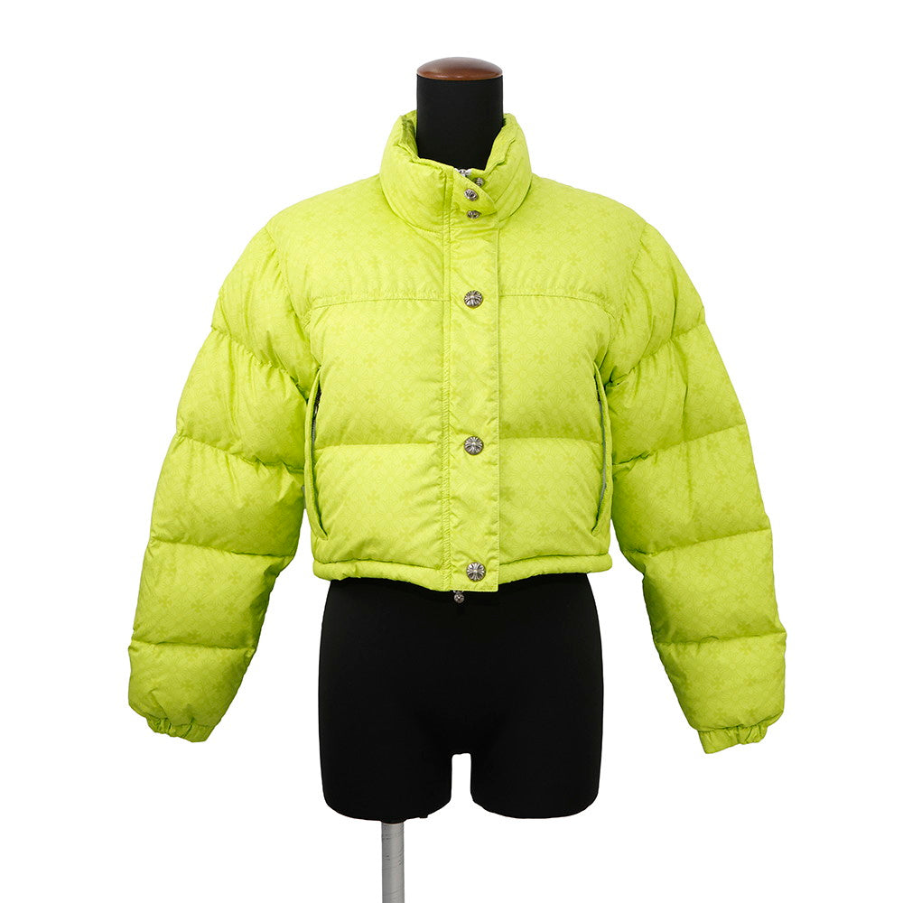 CHROME HEARTS STIFF CH Plus Cropped Down Jacket Size XS Neon Yellow Polyester100%