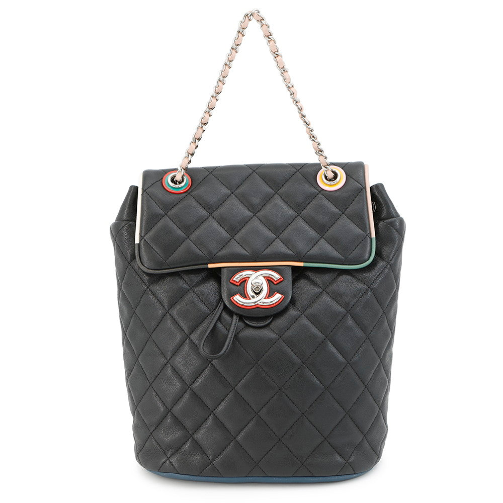 CHANEL Matelasse Chain Backpack Black/Multicolor Lambskin