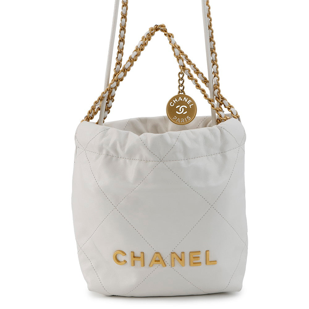 CHANEL CHANEL22 ChainShoulder Bag WhiteAS3980 Shiny Calf Leather Size Mini