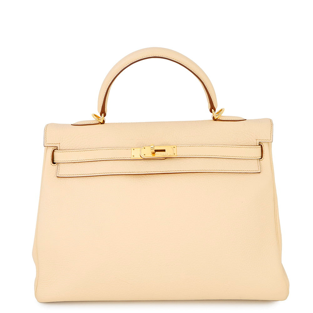 HERMES Kelly Retourne Parchement Togo Leather Size 35