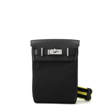 将图像加载到图库查看器中，HERMES Akkad Black/New Lime Toile Officier Swift Leather Size PM
