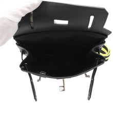 将图像加载到图库查看器中，HERMES Akkad Black/New Lime Toile Officier Swift Leather Size PM
