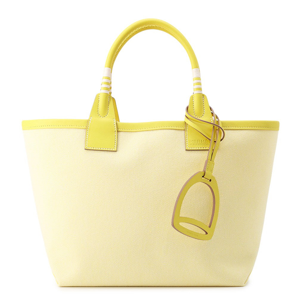 HERMES Steeple Lime Toile H Swift Leather Size 25