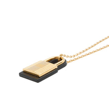 Load image into Gallery viewer, HERMES O'Kelly Pendant Size PM Black Gold Plated Leather
