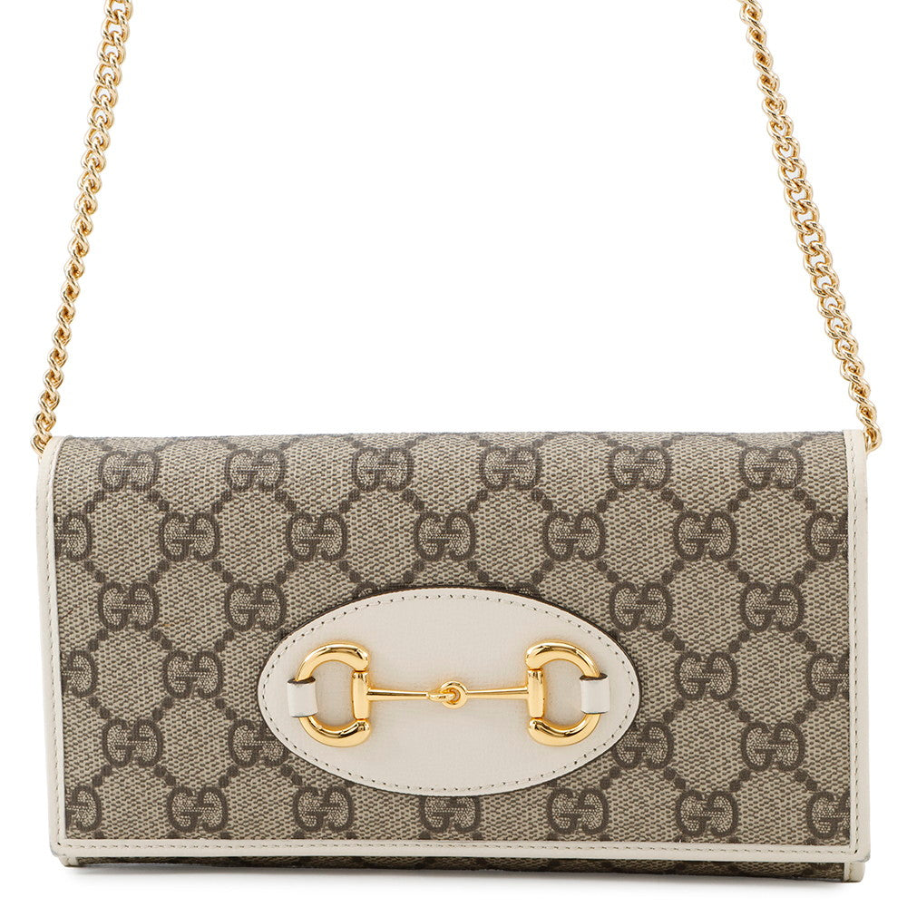 GUCCI Horsebit 1955 Chain Wallet Beige/White621888 PVC/Leather