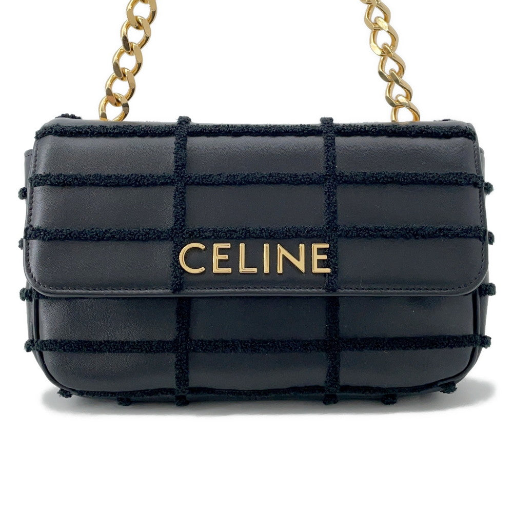 CELINE Mono Chrome Chainshoulder Black111273FCK.38NO Leather pile