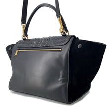 将图像加载到图库查看器中，CELINE Trapeze Black Crocodile Embossed Leather Leather Suede
