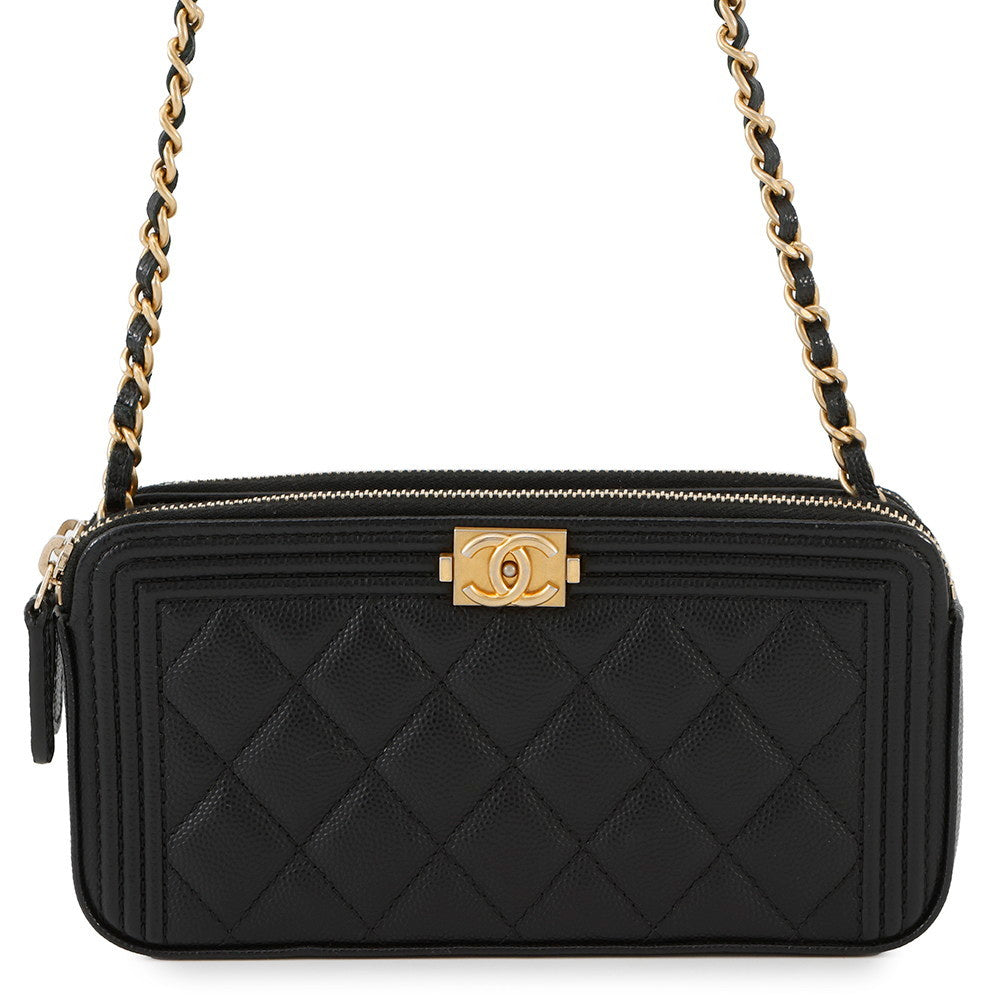 CHANEL Boy Chanel Chain Wallet BlackA84069 Caviar Leather