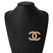 Load image into Gallery viewer, CHANEL CC Logo Brooch Righe Rainbow Multicolor/Gold Gold Plated Rhinestone
