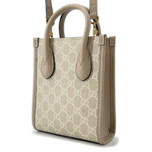 将图像加载到图库查看器中，GUCCI Interlocking G GG Supreme 2-way Mini Tote Beige671623 Leather PVC
