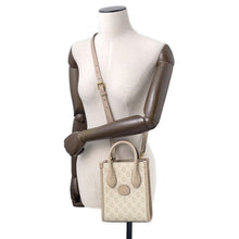 将图像加载到图库查看器中，GUCCI Interlocking G GG Supreme 2-way Mini Tote Beige671623 Leather PVC
