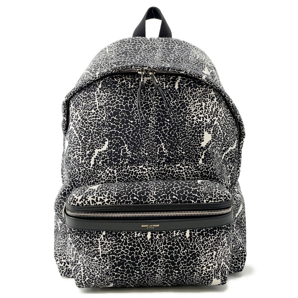 SAINT LAURENT PARIS Classic Hunter Backpack Black/White326865 Canvas Leather