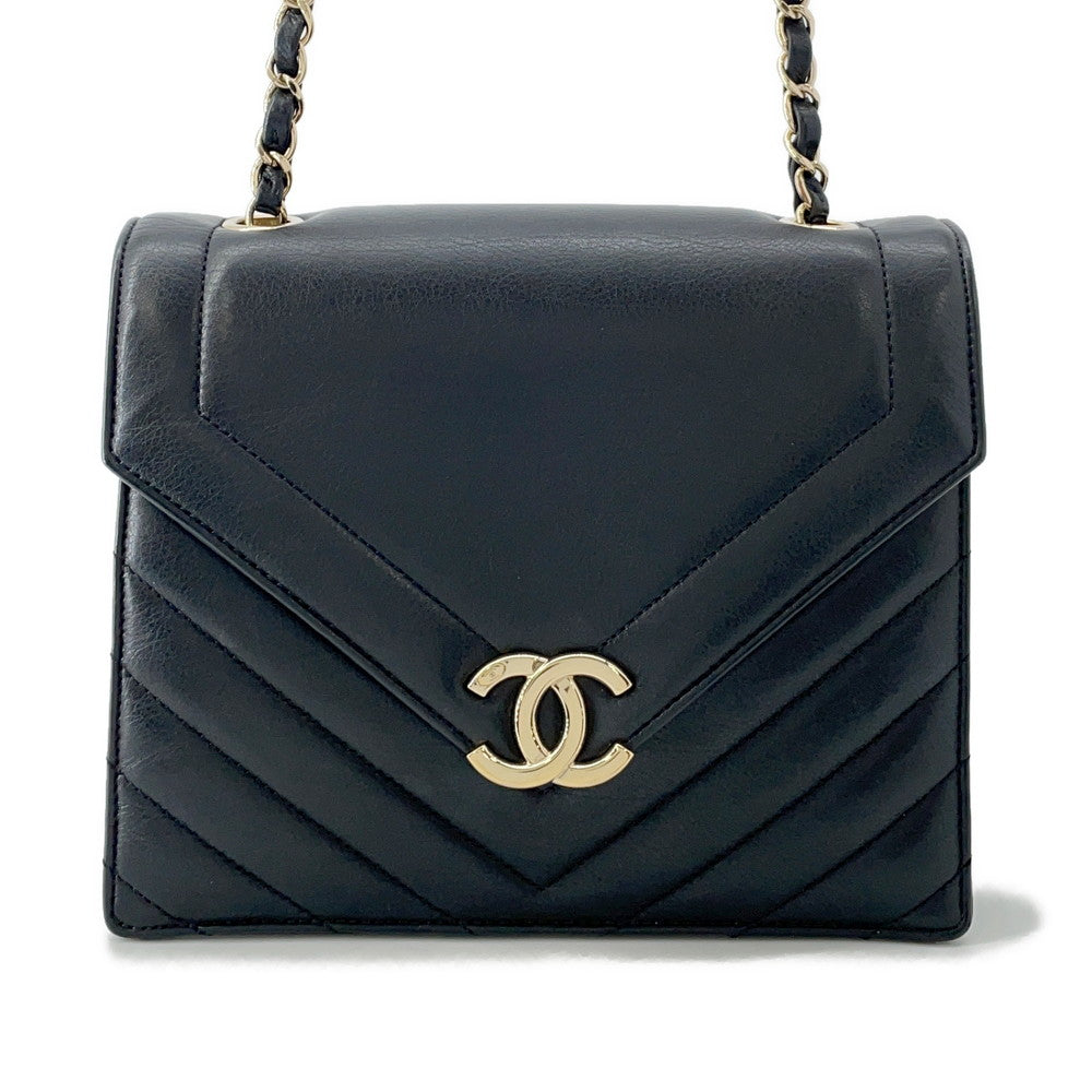 CHANEL Chevron ChainShoulder Bag BlackAS0025 Lambskin