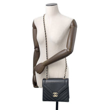 Load image into Gallery viewer, CHANEL Chevron ChainShoulder Bag BlackAS0025 Lambskin
