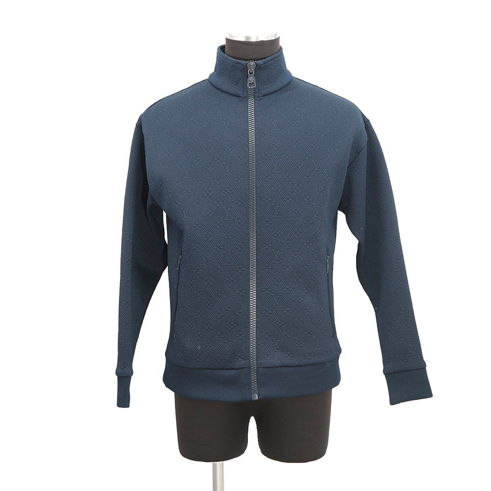 LOUIS VUITTON Monogram Zip-Through Top Jacket Size XS Blue Nuit1A7XYU Polyester66% Nylon18% Cotton16%