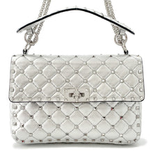 Load image into Gallery viewer, Valentino Garavani Rock Studded Spike 2-Way Shoulder Bag SilverRW2B0122NPL Leather
