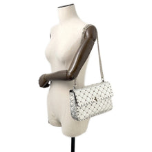 Load image into Gallery viewer, Valentino Garavani Rock Studded Spike 2-Way Shoulder Bag SilverRW2B0122NPL Leather
