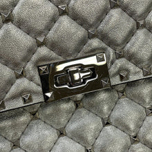 Load image into Gallery viewer, Valentino Garavani Rock Studded Spike 2-Way Shoulder Bag SilverRW2B0122NPL Leather
