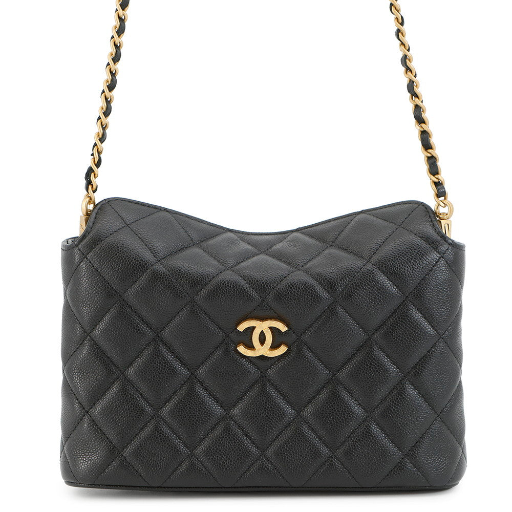 CHANEL Matelasse ChainShoulder Bag Pearl 2025Stainless Steel BlackAP4585 Caviar Leather Faux Pearl