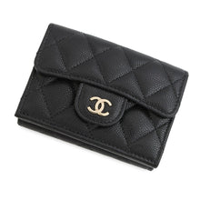 将图像加载到图库查看器中，CHANEL Classic Small Flap Wallet Tri-fold Wallet BlackAP0230 Caviar Leather
