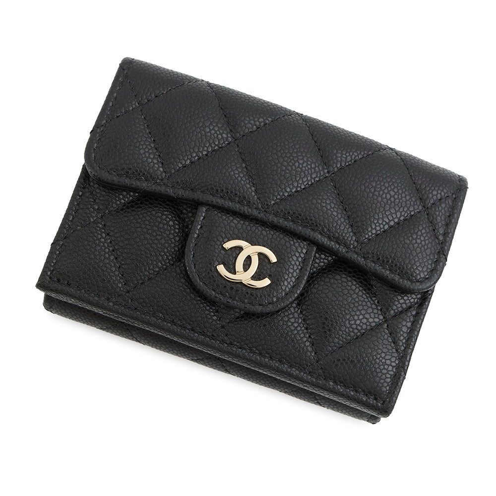CHANEL Classic Small Flap Wallet Tri-fold Wallet BlackAP0230 Caviar Leather