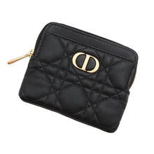 将图像加载到图库查看器中，Dior Caro Lavender Cannage Wallet BlackS5177UWHC_M900 Calf Leather
