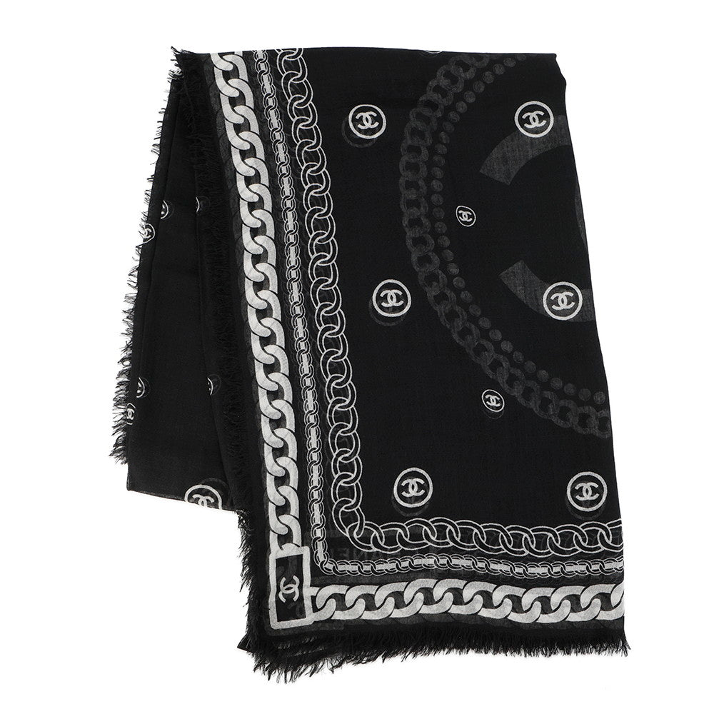 CHANEL CC Logo Stole Black/WhiteAAA969 Cashmere80% Silk20%