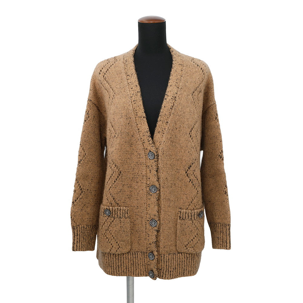 CHANEL cardigan Size 38 BrownP72908 Wool74% Cashmere20% Silk5% Nylon1% Rhinestone
