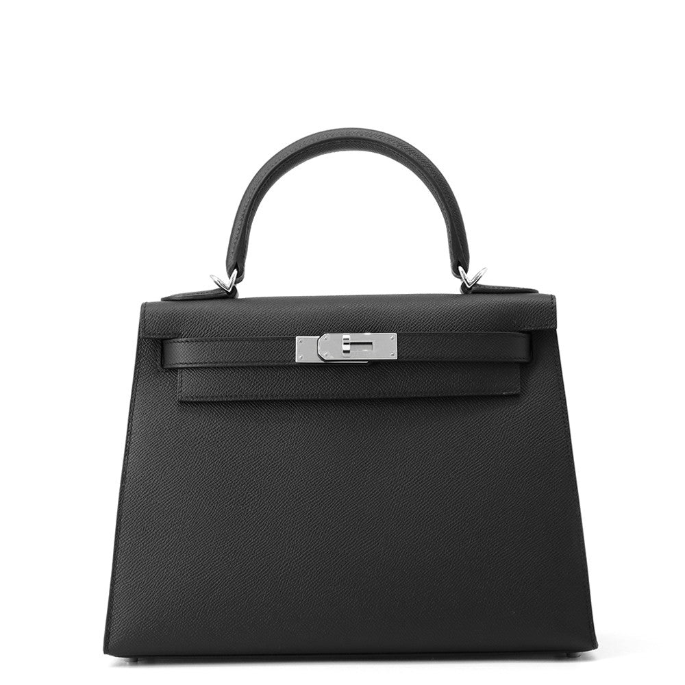 HERMES Kelly Sellier Black Epsom Size 28