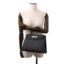 将图像加载到图库查看器中，HERMES Kelly Sellier Black Epsom Size 28
