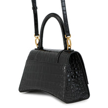 将图像加载到图库查看器中，BALENCIAGA Hourglass 2wayBag Black593546 Croco embossed leather Size Small
