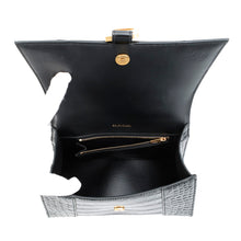 将图像加载到图库查看器中，BALENCIAGA Hourglass 2wayBag Black593546 Croco embossed leather Size Small

