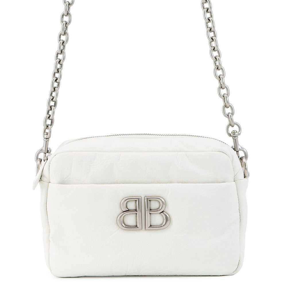 BALENCIAGA Monaco Camera Bag White806459 Leather Size XS