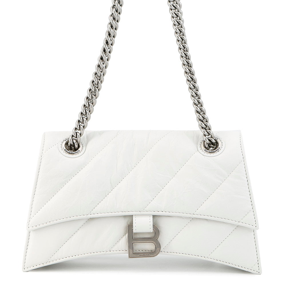 BALENCIAGA Crash ChainShoulder Bag White716351 Leather Size Small