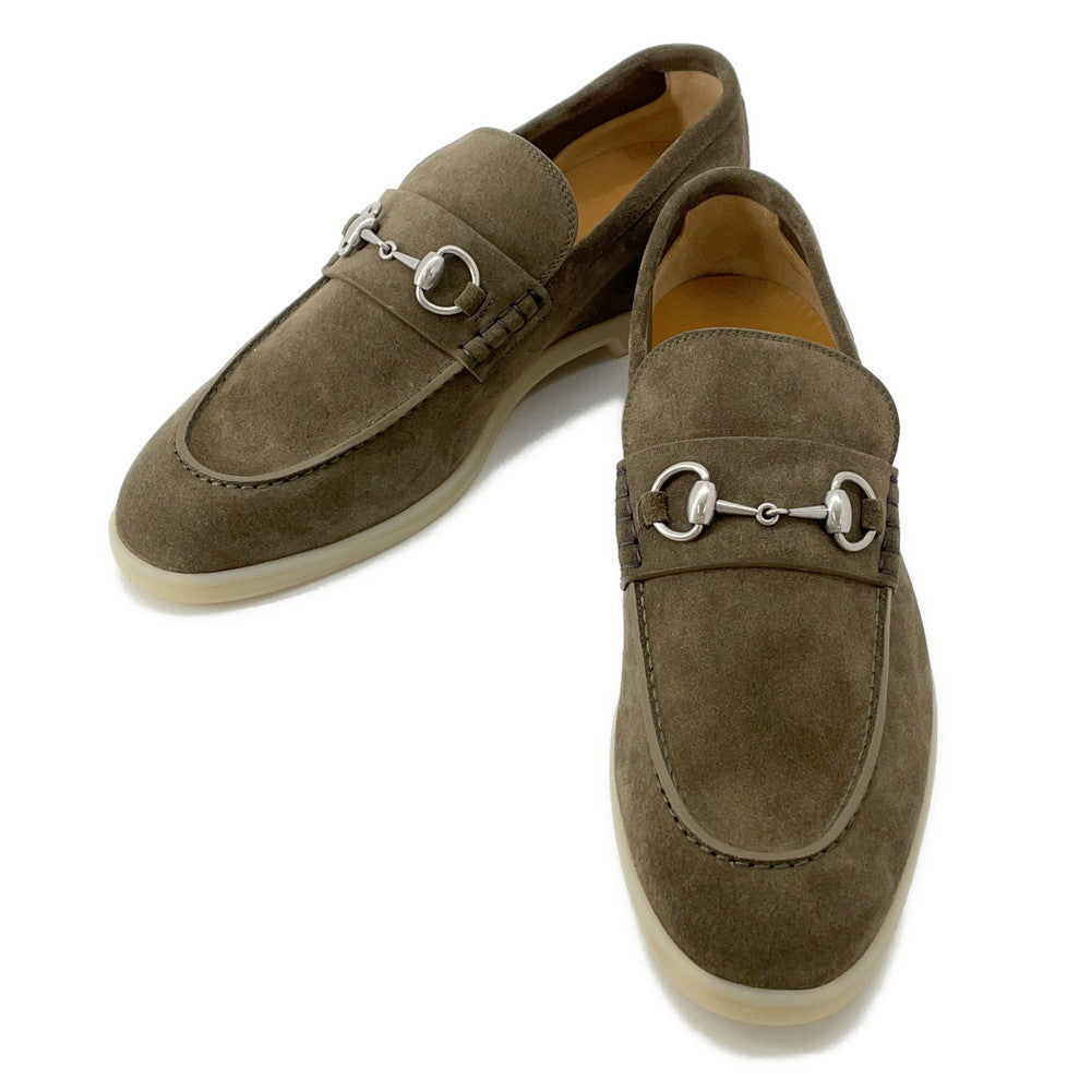 GUCCI Horsebit loafers Olive Green 782672 suede Size 9