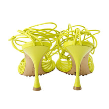将图像加载到图库查看器中，Bottega Veneta Dot Lace-Up Sandals Lime696242 Leather Size 36
