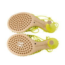 将图像加载到图库查看器中，Bottega Veneta Dot Lace-Up Sandals Lime696242 Leather Size 36
