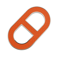 Load image into Gallery viewer, HERMES Chaine d&#39;Ancre Brooch Orange minyan Epsom Metal
